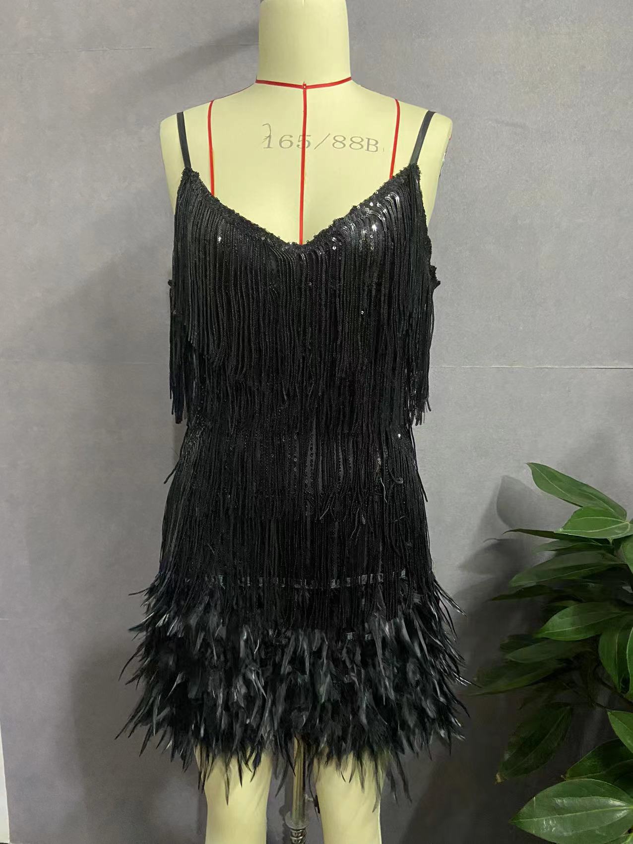 Feather & Fringe Sequin Dress