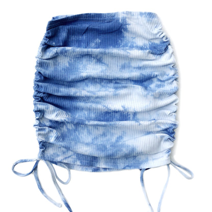 Elastic Pleated Tie Dye Knit Skirt