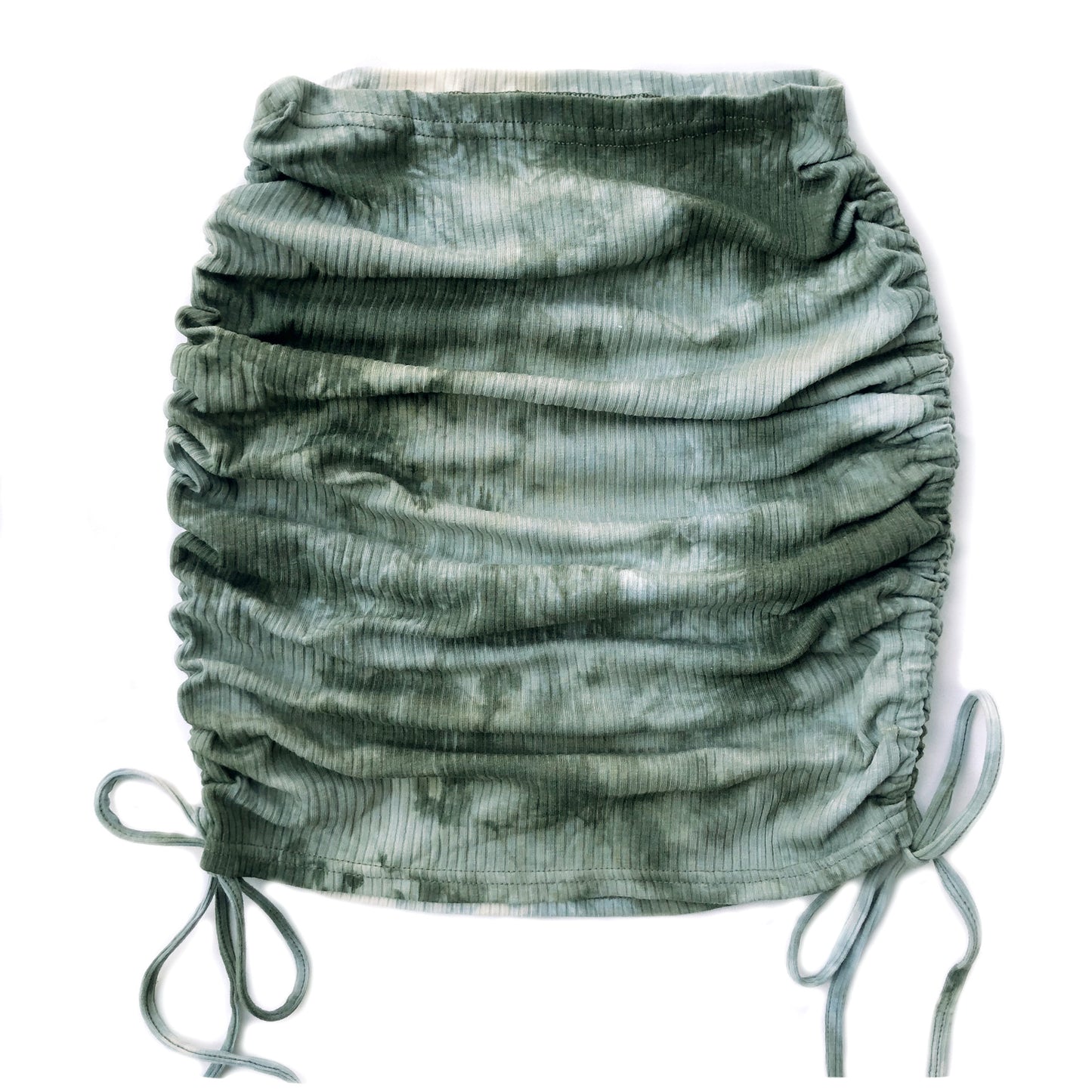 Elastic Pleated Tie Dye Knit Skirt