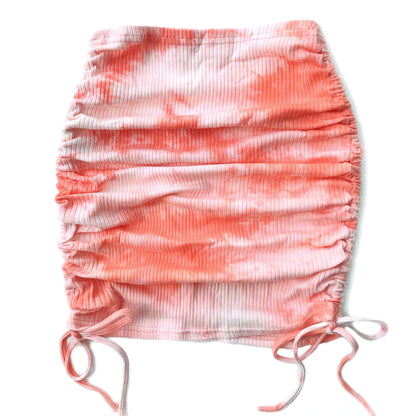 Elastic Pleated Tie Dye Knit Skirt