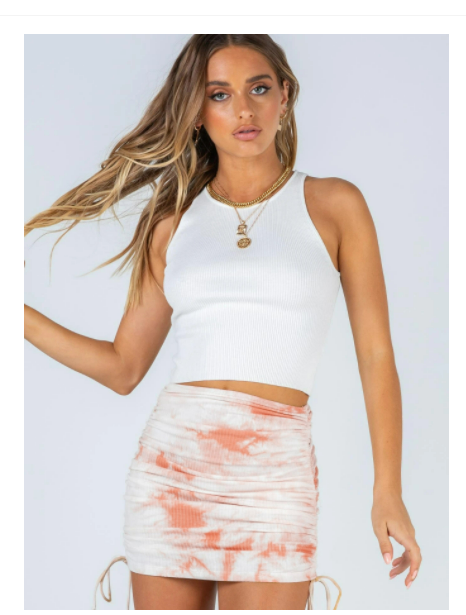 Elastic Pleated Tie Dye Knit Skirt