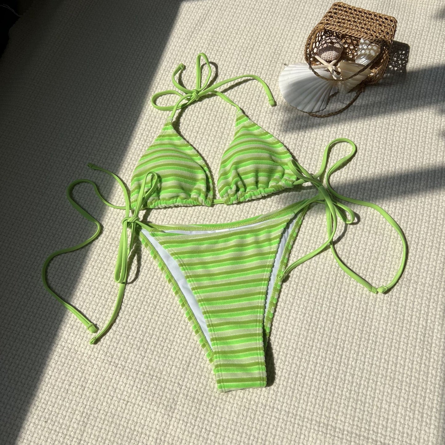 Simple Stripe Bikini Swimsuit