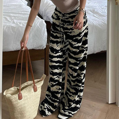 Zebra Print Loose Knit Casual Pants