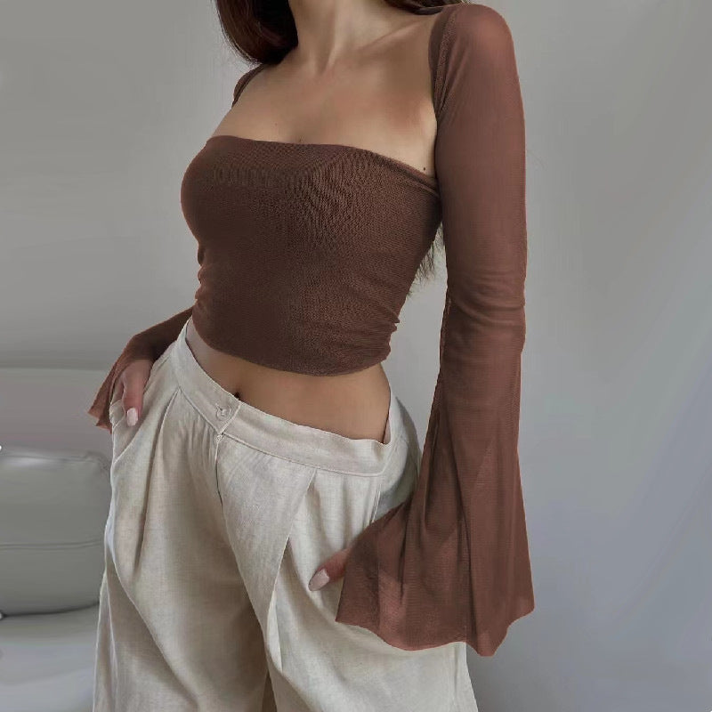 Sheer Sleeve Two Piece Tube Top