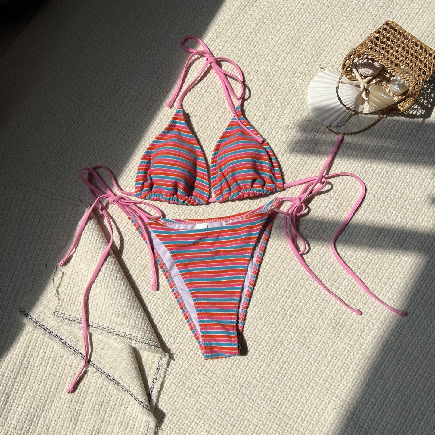 Simple Stripe Bikini Swimsuit