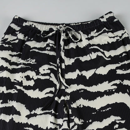 Zebra Print Loose Knit Casual Pants