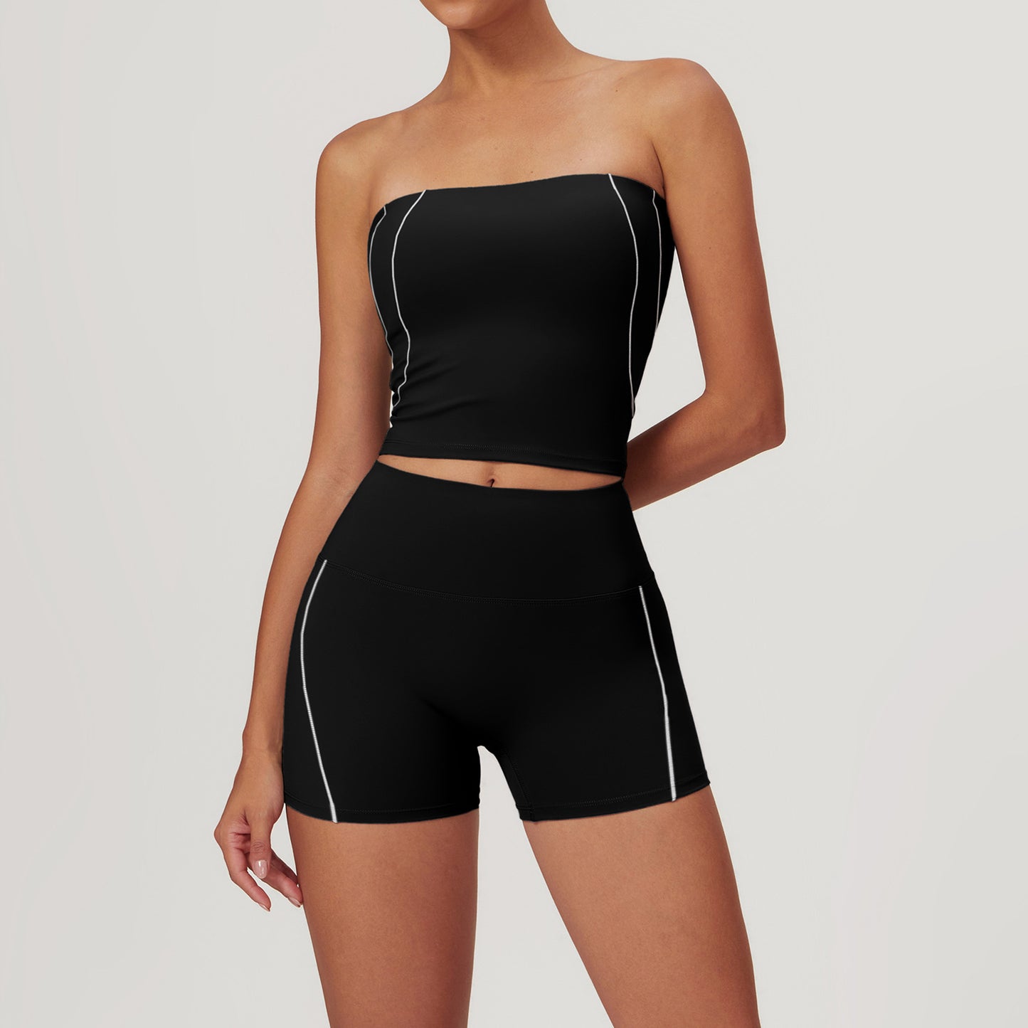 Strapless Sports Crop Top & Shorts Set