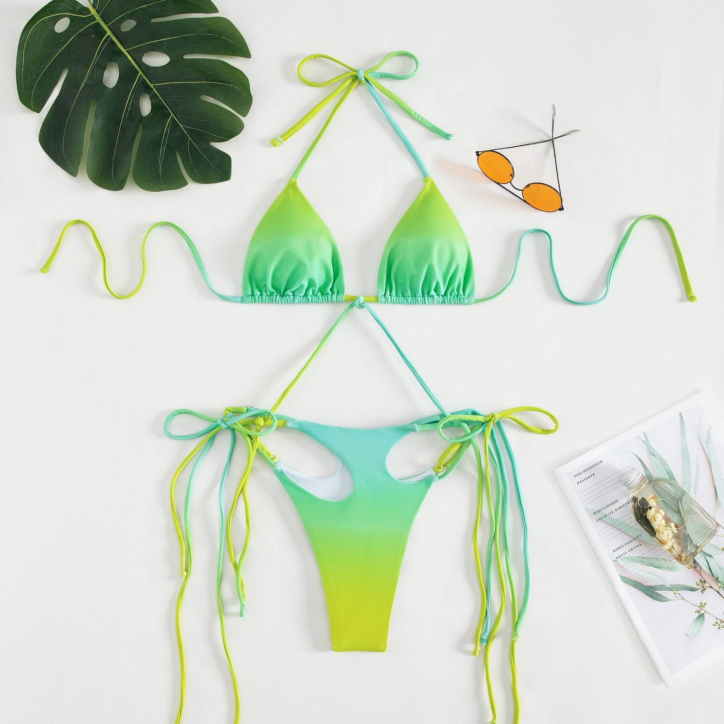 Colorful High Waisted String Bikini