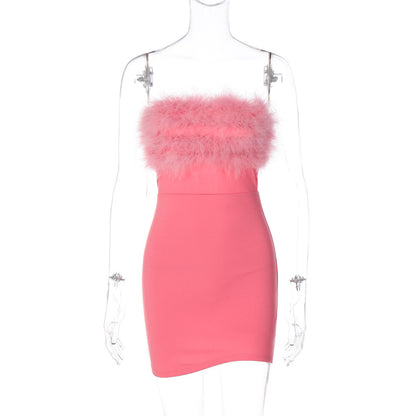 Flirty Furry Tube Top Dress