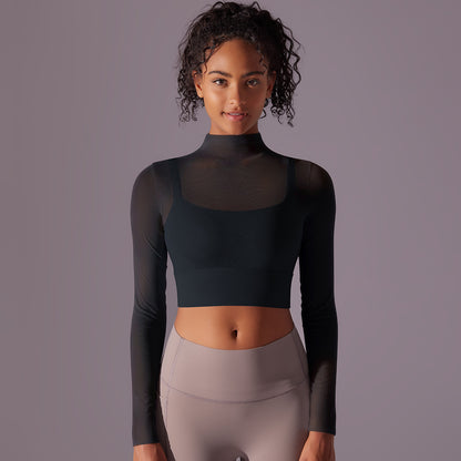 Mesh Long Sleeve Cropped Sports Top