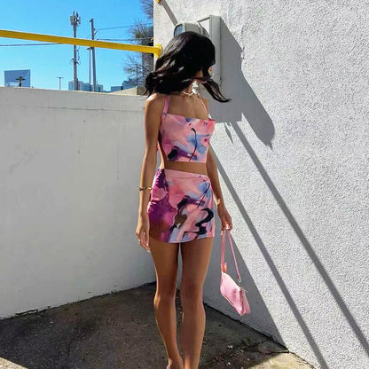 Pink Vibes Split Sheath Skirt Set