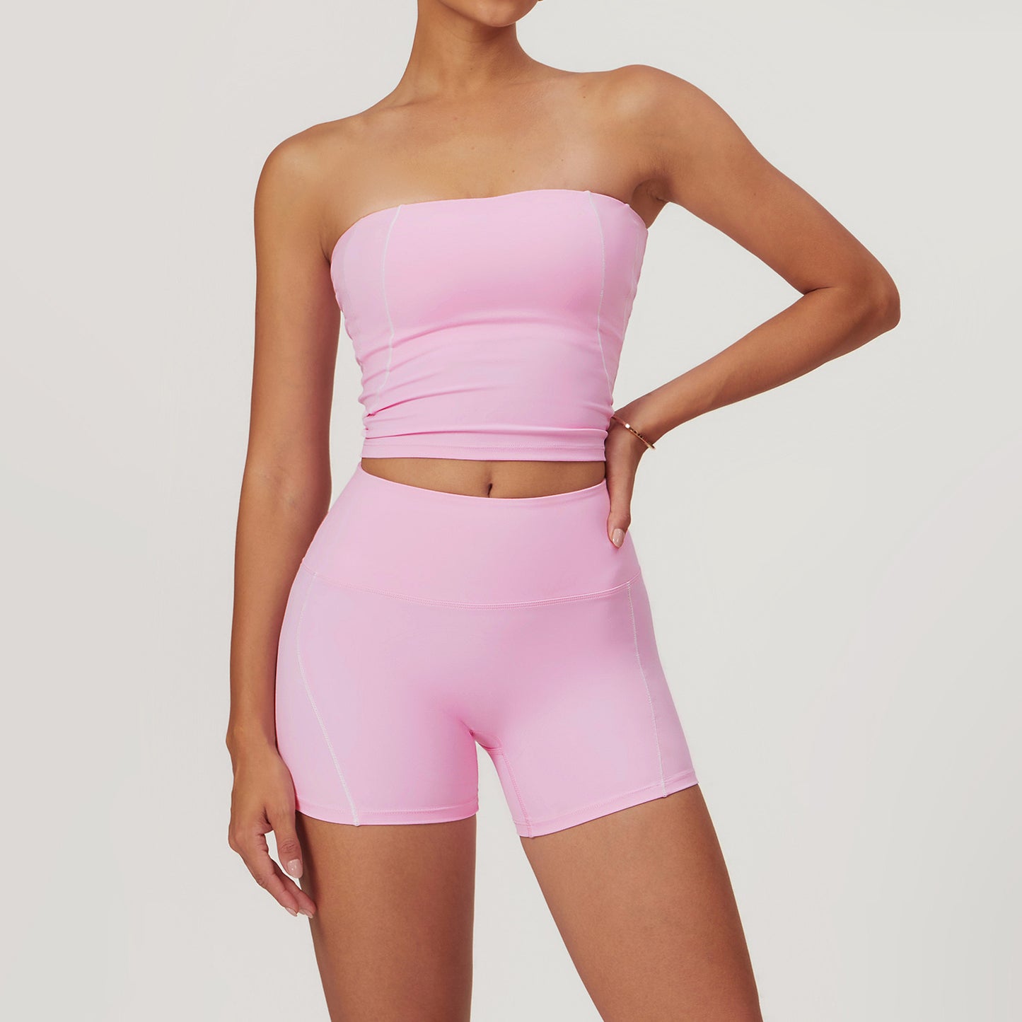 Strapless Sports Crop Top & Shorts Set