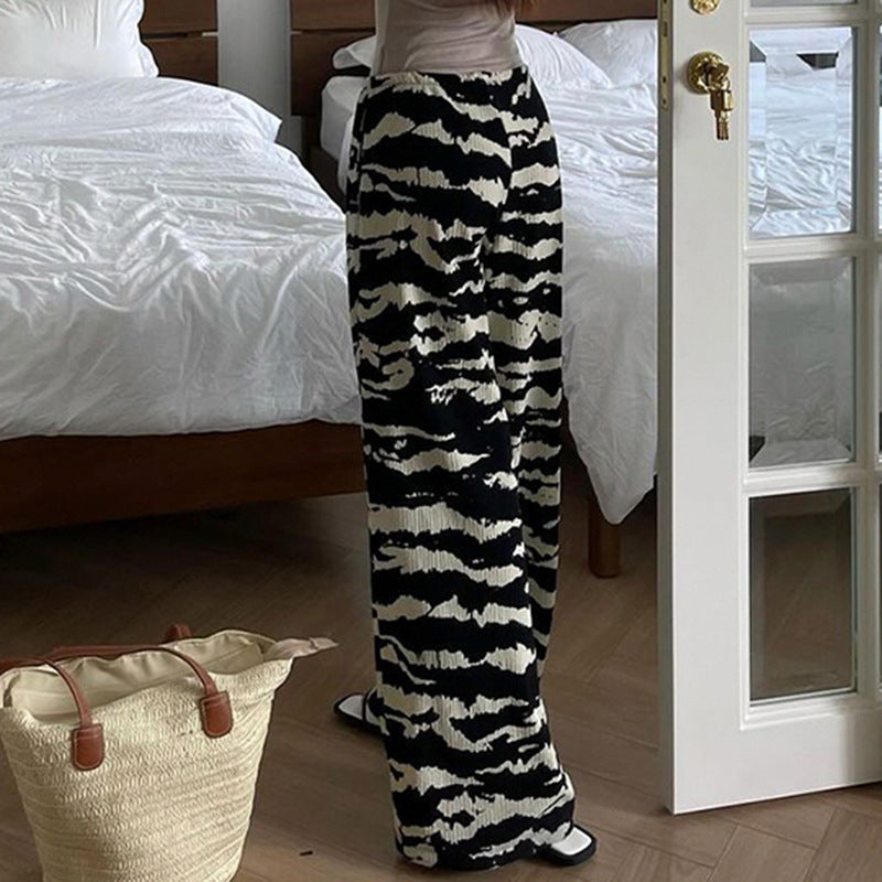 Zebra Print Loose Knit Casual Pants