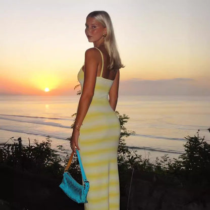 Striped Gradient Summer Maxi Dress