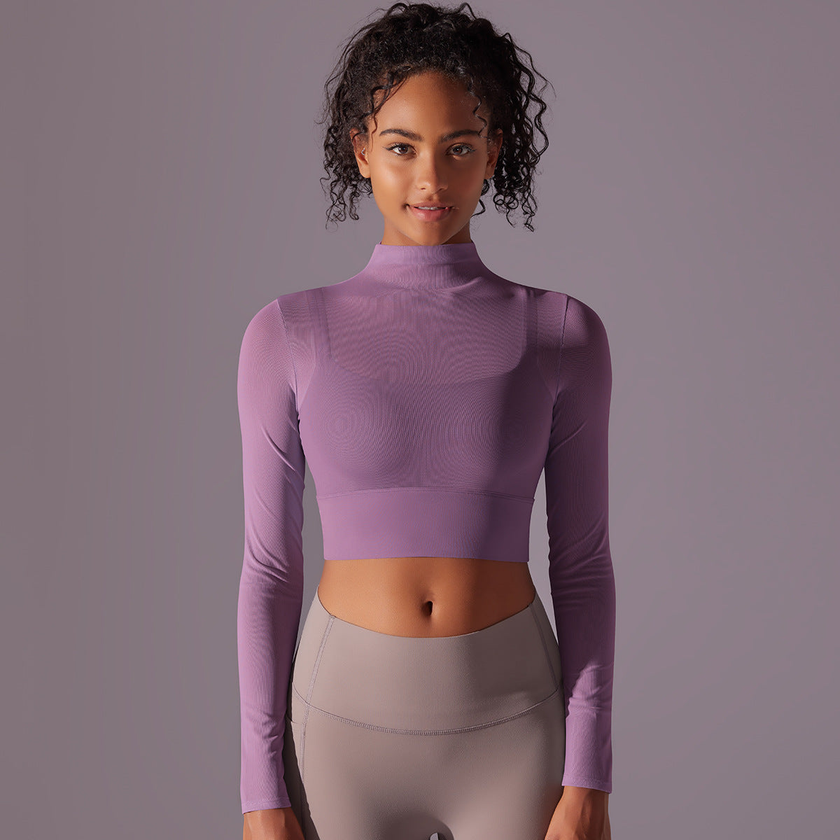 Mesh Long Sleeve Cropped Sports Top