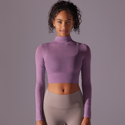 Mesh Long Sleeve Cropped Sports Top