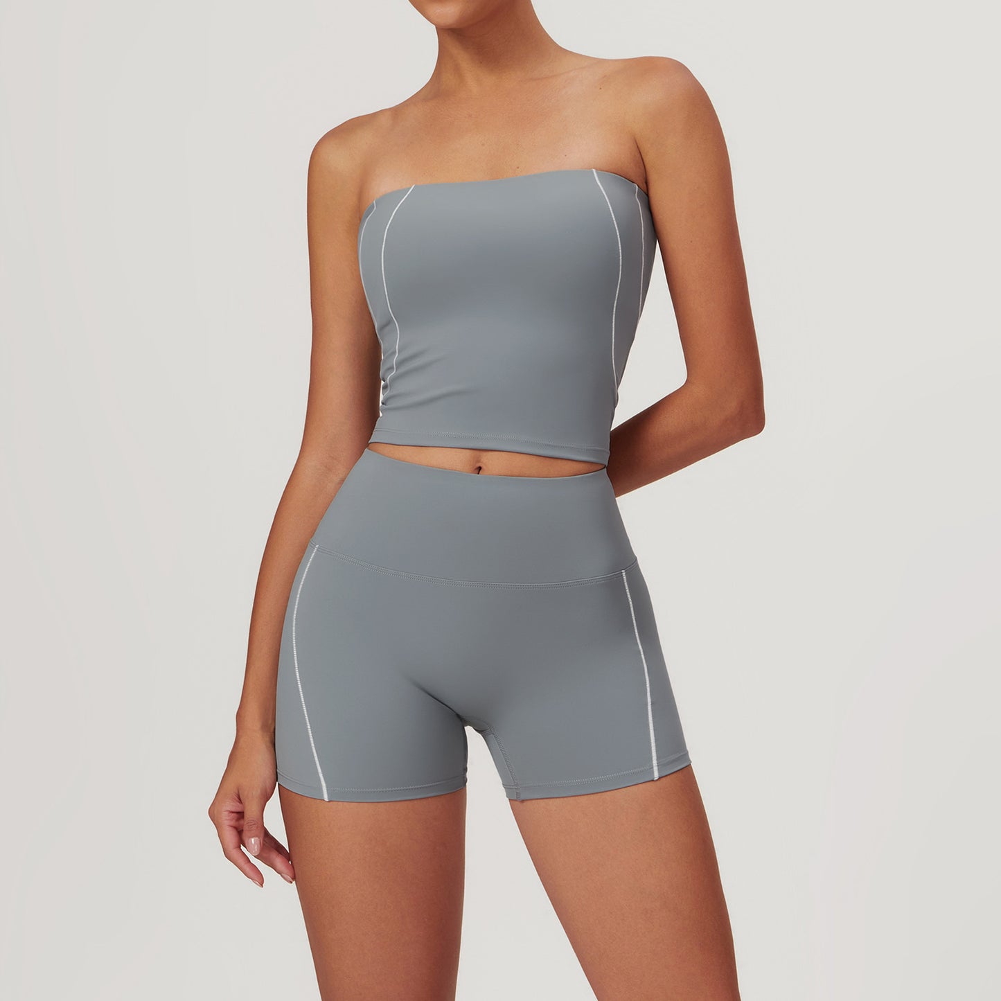 Strapless Sports Crop Top & Shorts Set