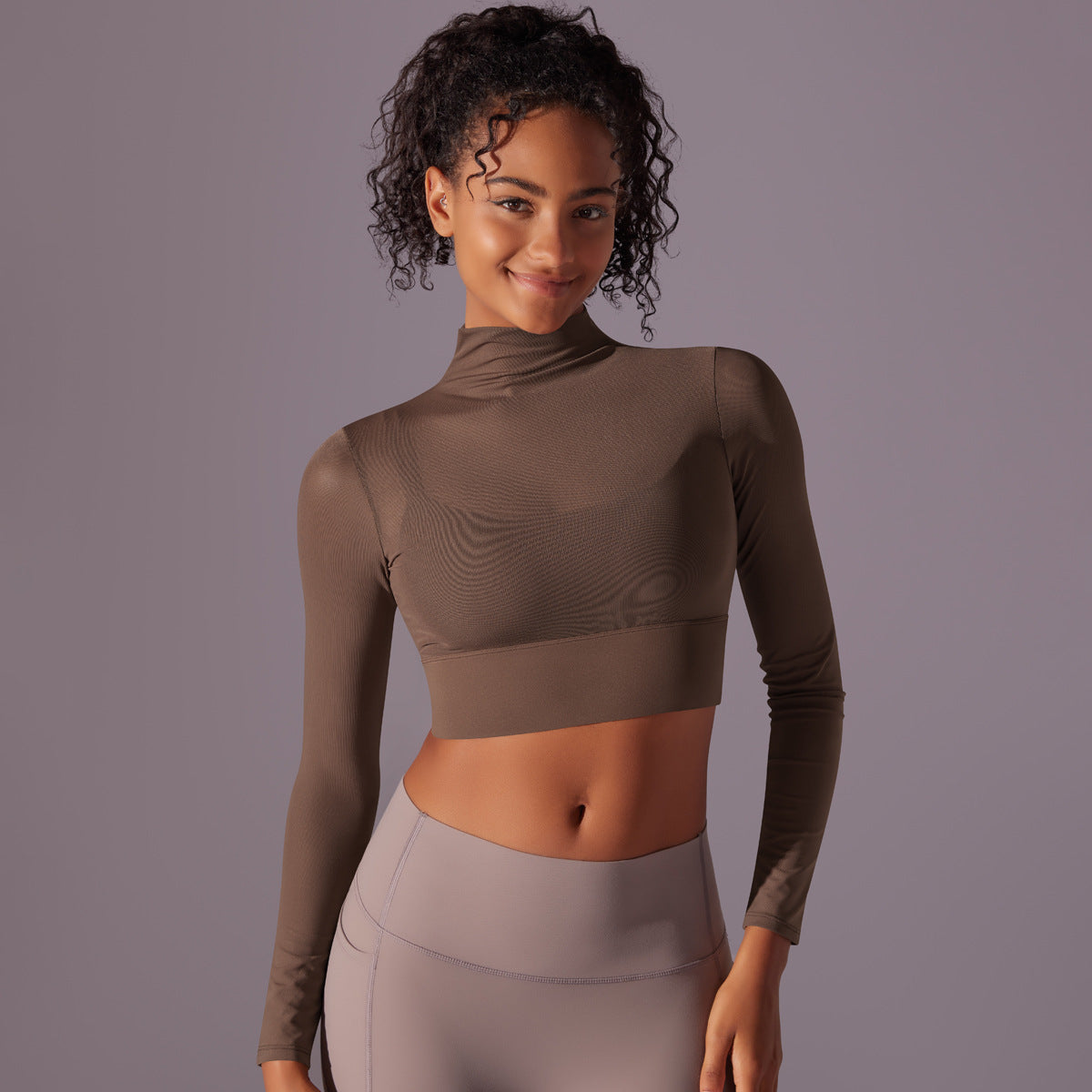 Mesh Long Sleeve Cropped Sports Top