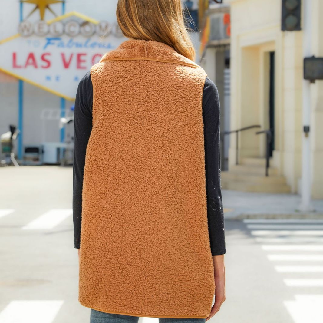 Plush Cardigan Stitched Vest