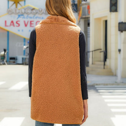 Plush Cardigan Stitched Vest