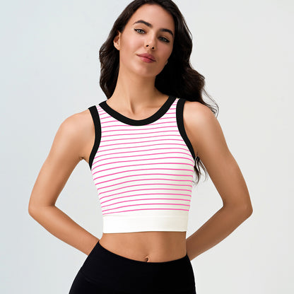 Color Contrast Sporty Yoga Cropped Tank Top