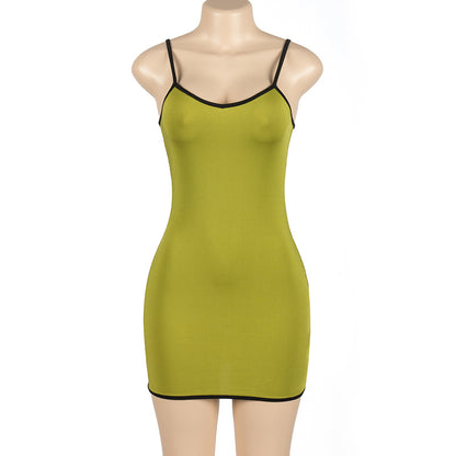 Slim Solid Color Spaghetti Strap Dress