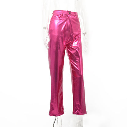 Metallic Straight Leg Pants